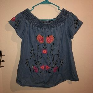 Fransescas off the shoulder denim top